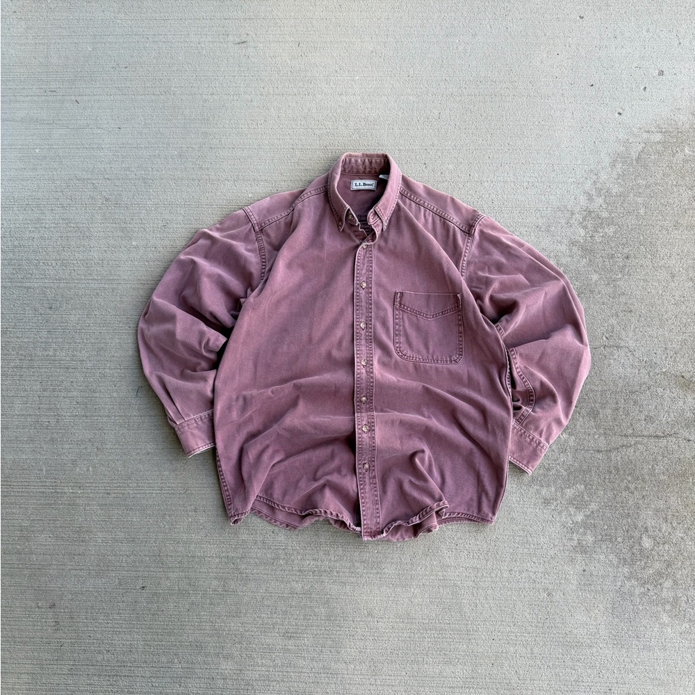 Vintage LL Bean Chamois Cloth Shirt Mens MT Dusty Plum/Pink Heavy Cotton Flannel